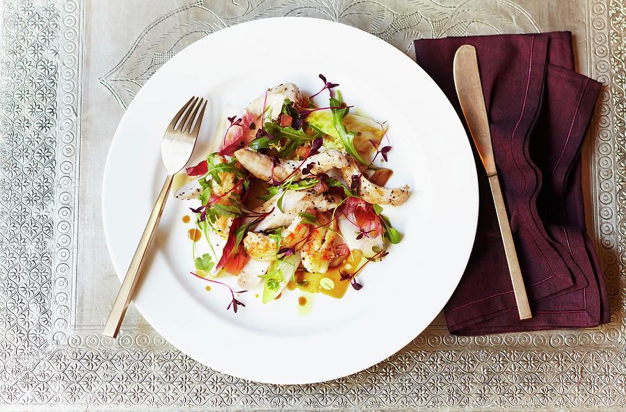 Grilled Chicken And Chicory Salad With An Orange Dressing Photograph by Charlotte Tolhurst