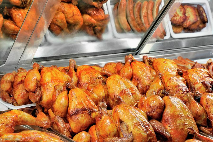 Grilled Chicken And Other Grilled Meats In A Fast Food Display Photograph by Foto4food