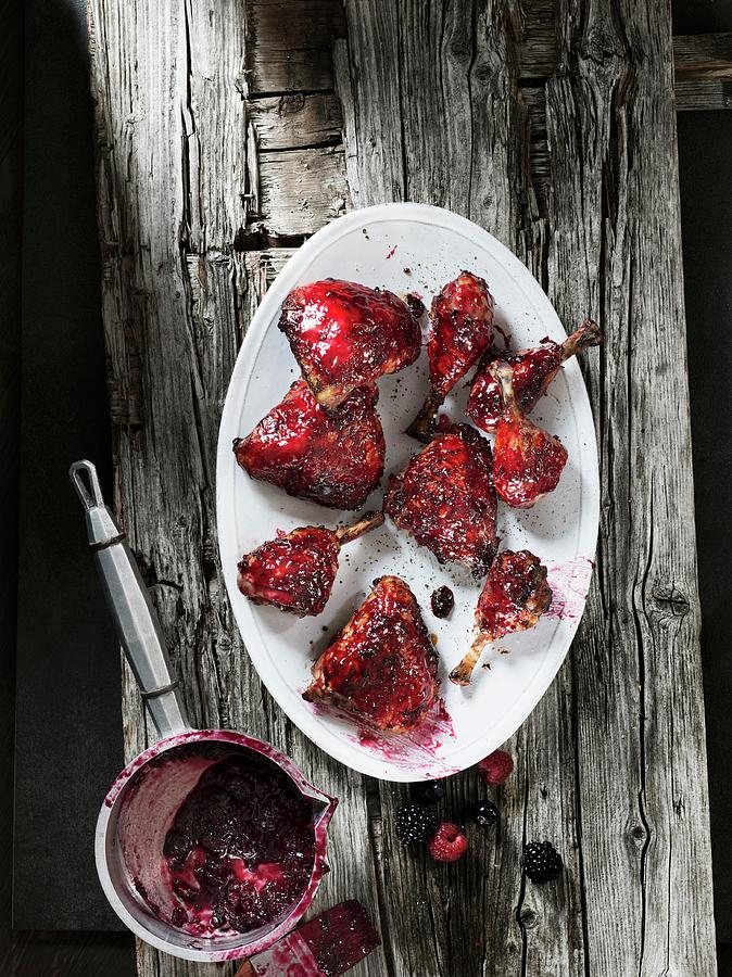 Grilled Chicken Bits With A Wild Berry Marinade Photograph by Jalag / Markus Bassler