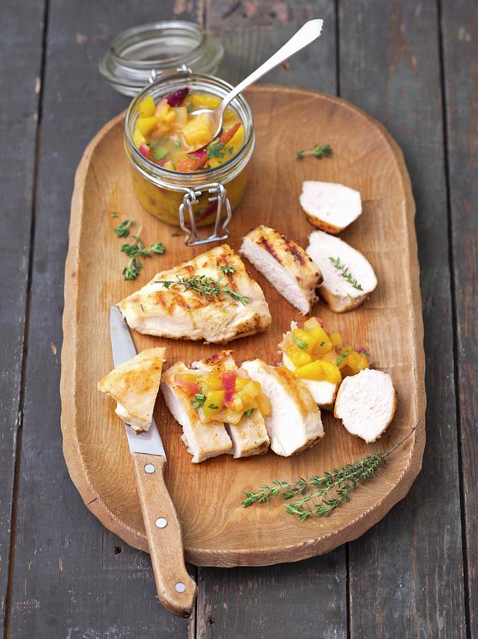 Grilled Chicken Breast With Mango And Pineapple Chutney Photograph by Rua Castilho