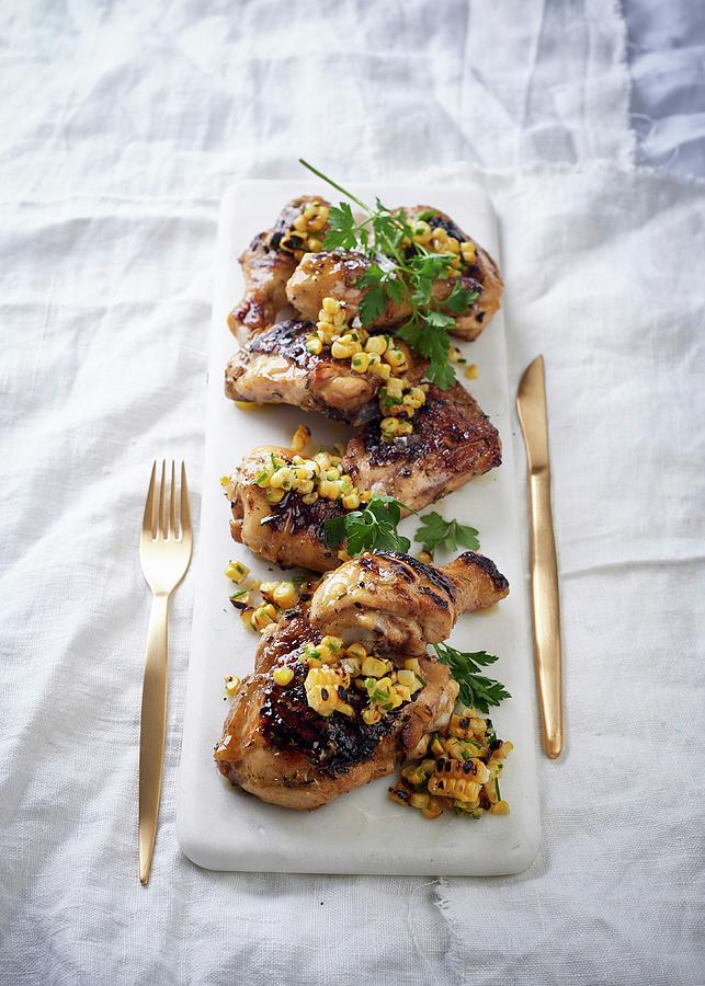 Grilled Chicken With A Sweetcorn And Chilli Salsa Photograph by Great Stock!