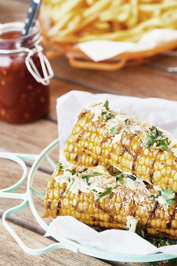 Grilled Corn On The Cob With Coconut Jalapeno Butter Photograph by Tre Torri