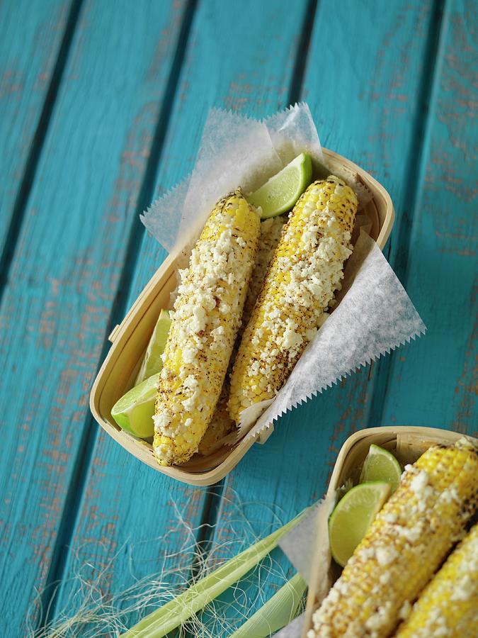Grilled Corn On The Cob With Limes Photograph by Jim Scherer
