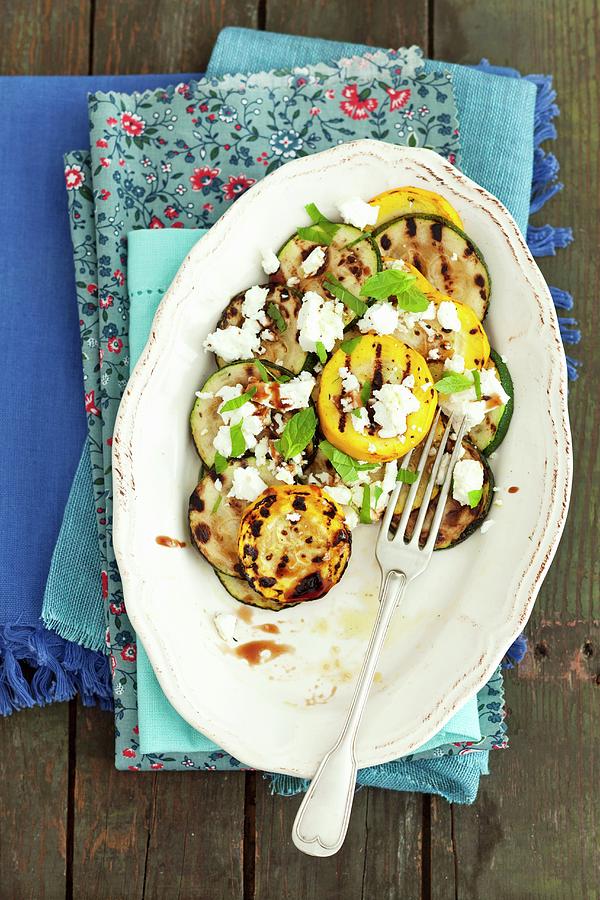 Grilled Courgettes With Feta, Mint And A Balsamic Dressing Photograph by Rua Castilho