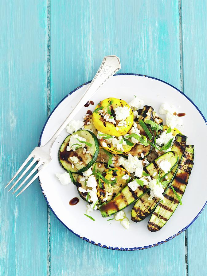 Grilled Courgettes With Feta, Mint And Balsamic Dressing Photograph by Rua Castilho