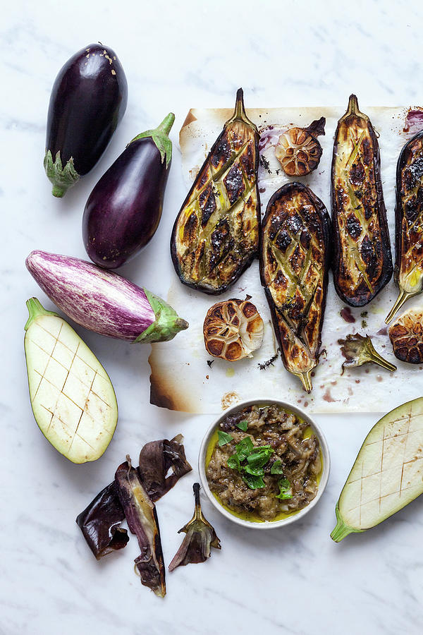 Grilled Eggplant And Eggplant Caviar Photograph by Akiko Ida