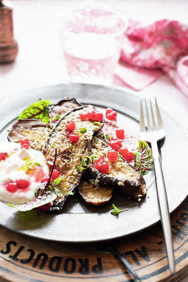 Grilled Eggplant With Red Currants Photograph by Lilia Jankowska