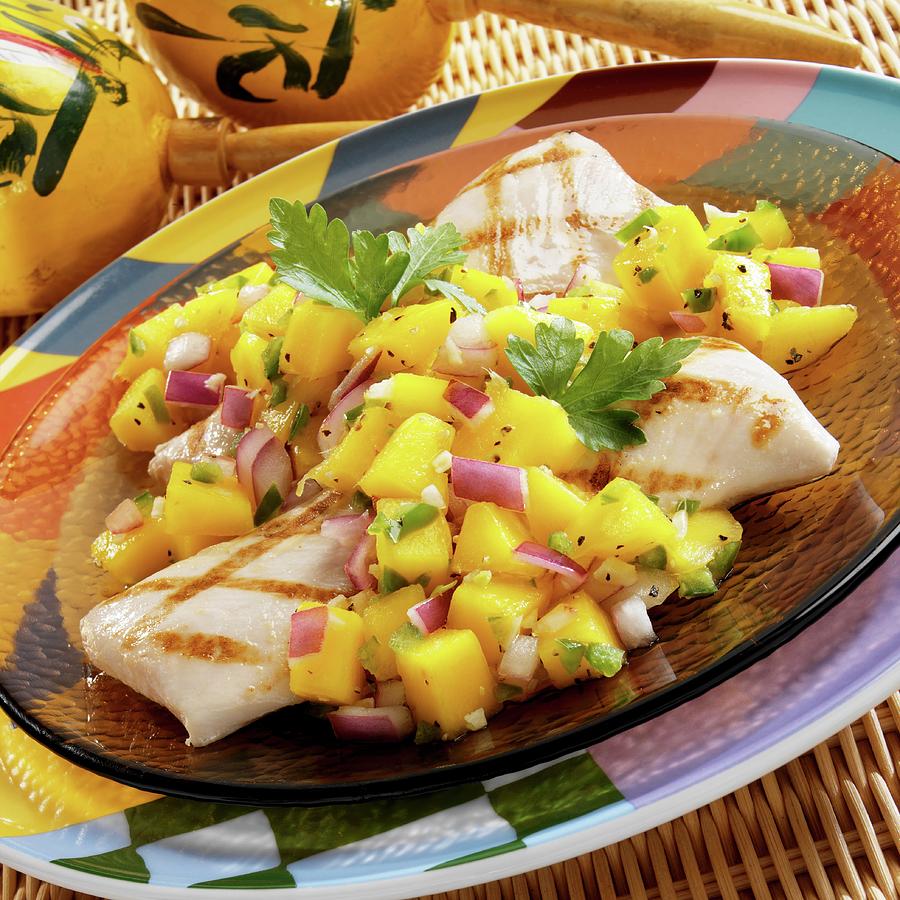 Grilled Fish Fillet With Mango Salsa Photograph by Paul Poplis Fine