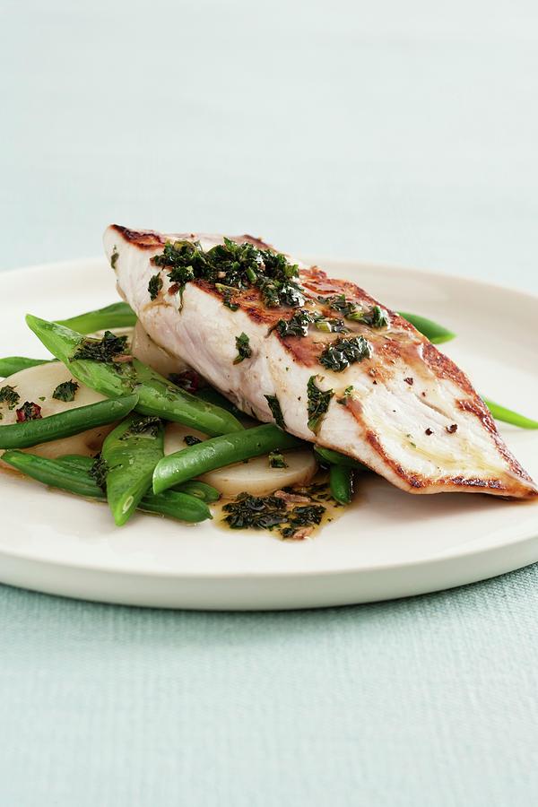 Grilled Kingfish With Green Beans Photograph by Young, Andrew - Fine ...