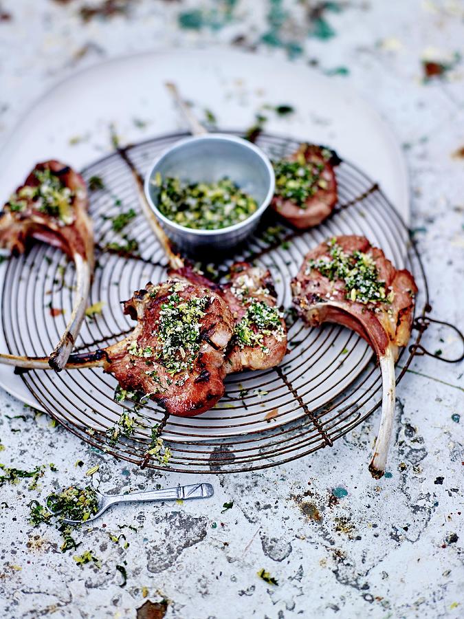 Grilled Lamb Chops, Salt And Herbs, Spicies And Lemon Zests Photograph by Amiel