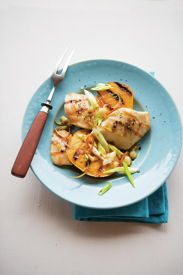 Grilled Mango Chicken With Chilli And Leek Vinaigrette caribbean Photograph by Michael Wissing