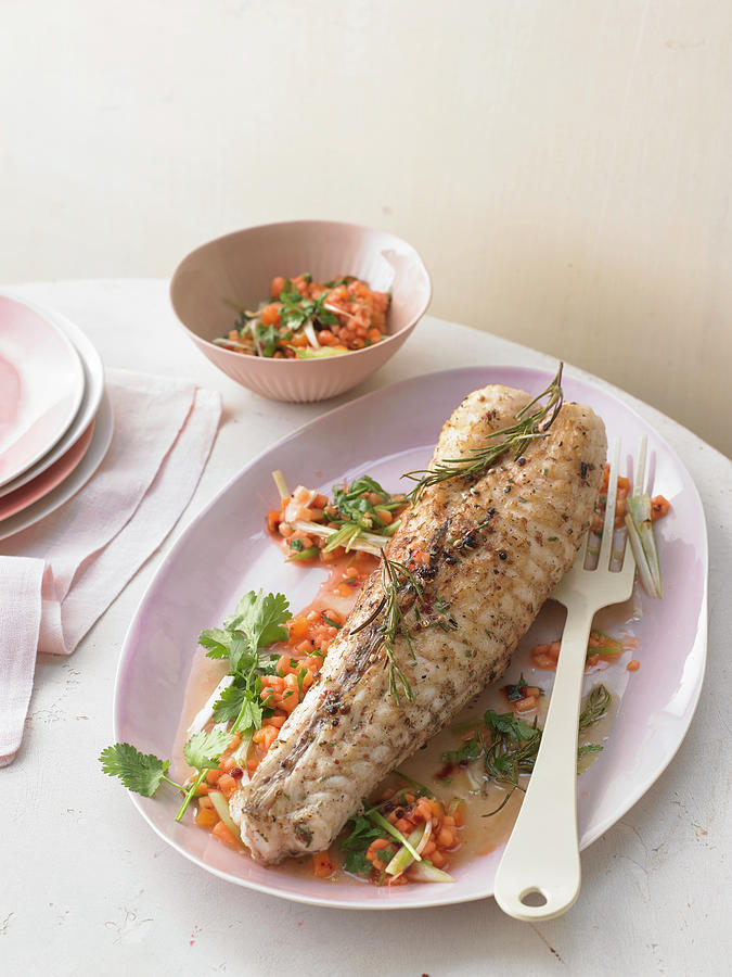 Grilled Monkfish With Papaya Salsa Photograph by Jan-peter Westermann