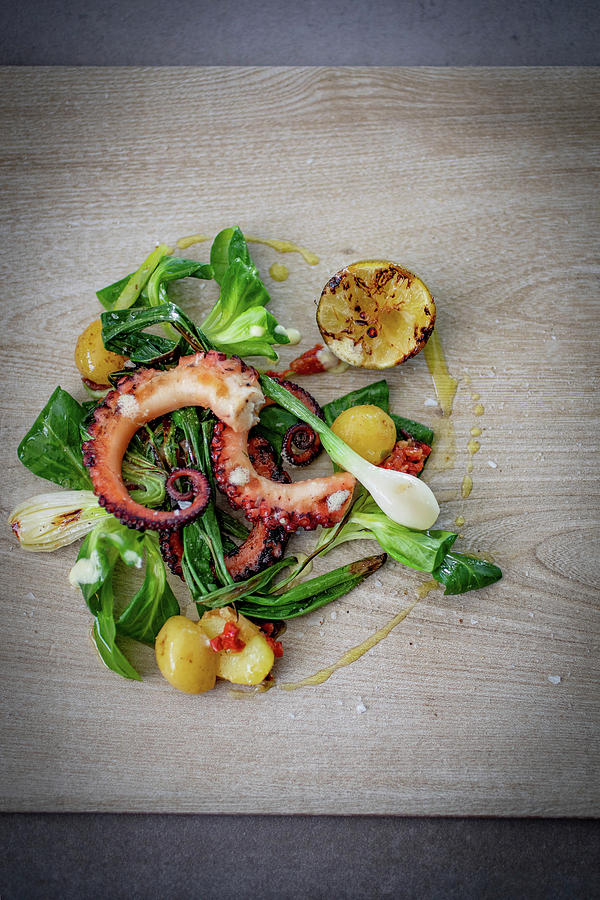 Grilled Octopus With Vegetables Photograph by Eising Studio