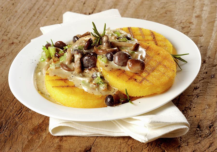 Grilled Polenta With Mushrooms And Rosemary Photograph by Franco Pizzochero