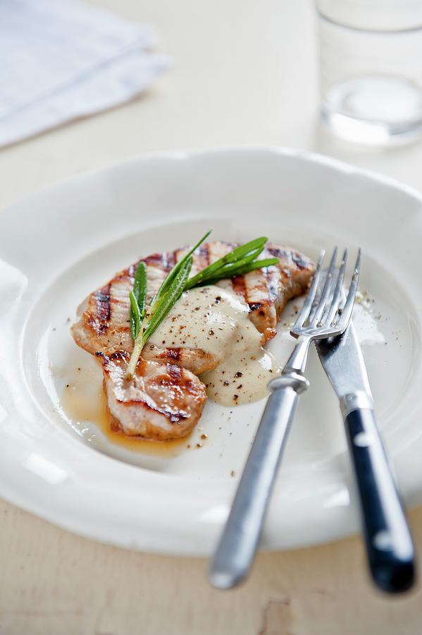 Grilled Pork Loin With A Creamy Pepper Sauce Photograph by Sarka Babicka