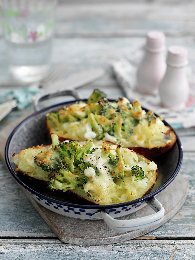 Grilled Potatoes With Cheese And Broccoli Photograph by Gareth Morgans