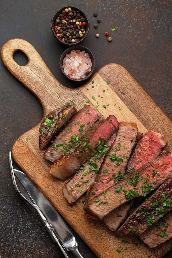 Grilled Prime Marbled Meat Ribeye Steak Photograph by Olena Yeromenko