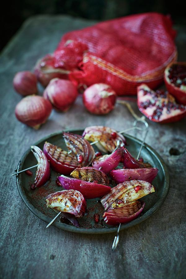 Grilled Red Onions With Pomegranate Molasses Photograph by Clive Streeter