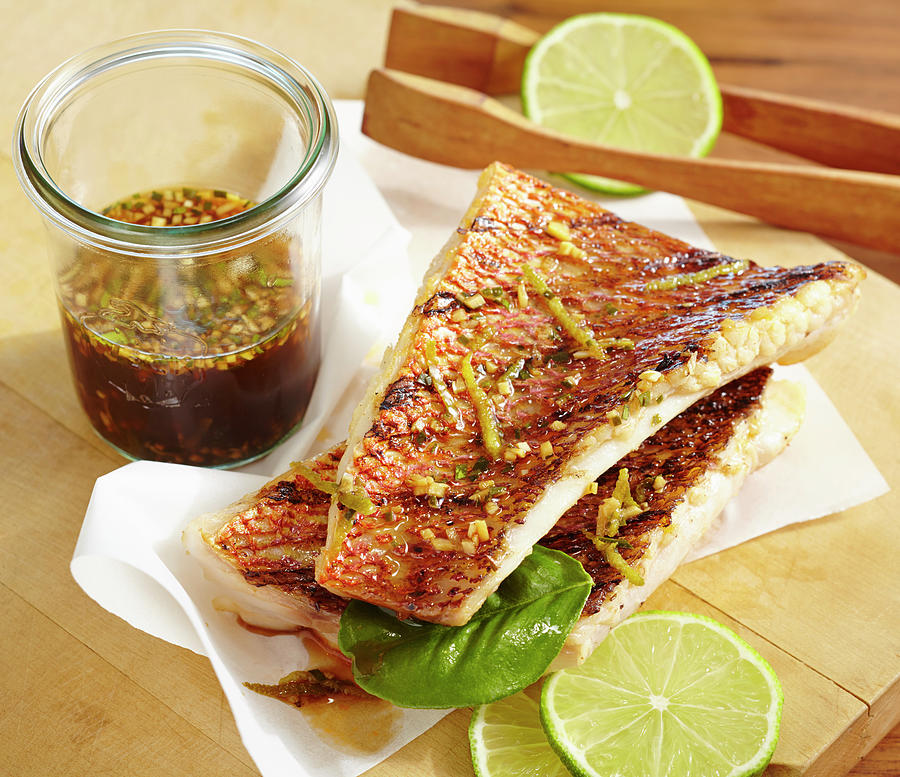 Grilled Red Snapper Fillets In An Oriental Marinade With Lime Photograph by Teubner Foodfoto