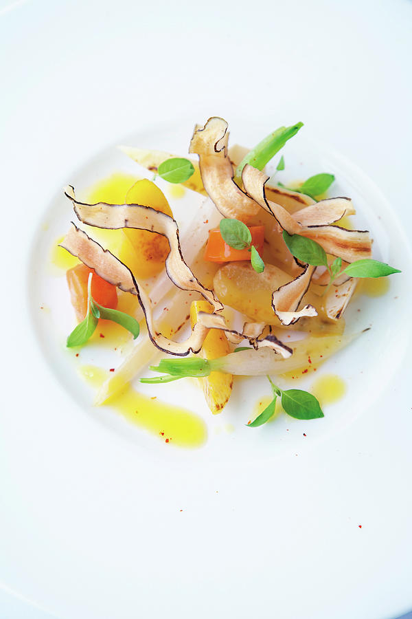Grilled Root Vegetables With An Orange Marinade And Basil Cress Photograph by Michael Wissing