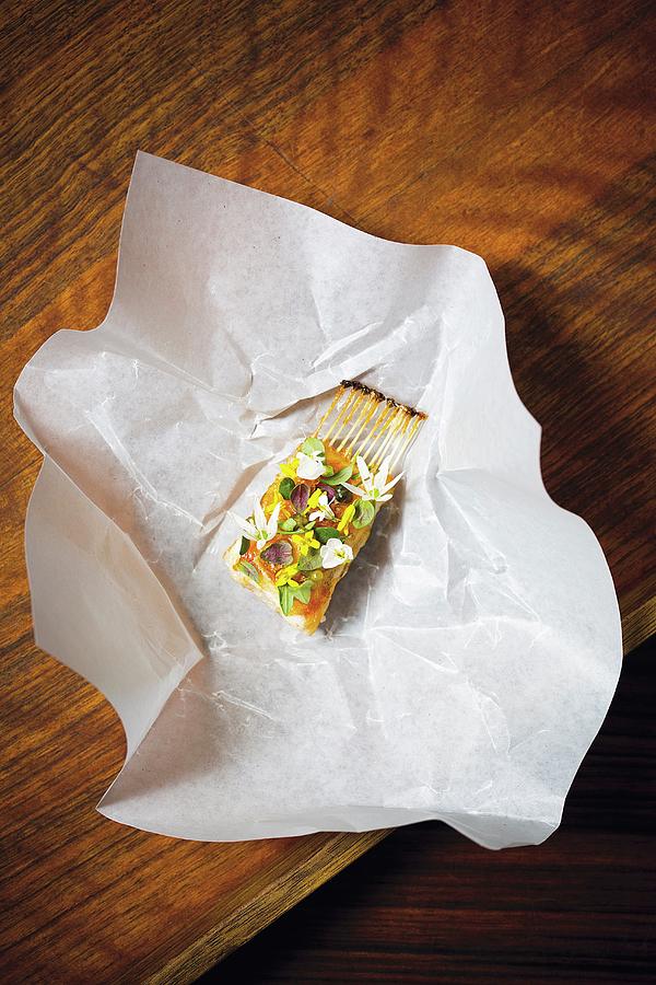 Grilled Sole With Onion Flowers At The Restaurant Aoc In Copenhagen, Denmark Photograph by Jalag / Sren Gammelmark