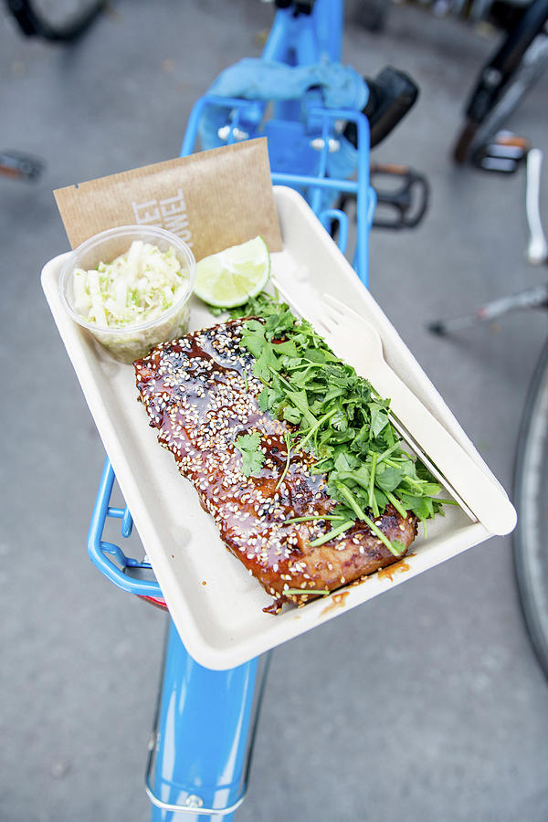 Bicycle Photograph - Grilled Spare Ribs In A Cardboard Bowl by Claudia Timmann