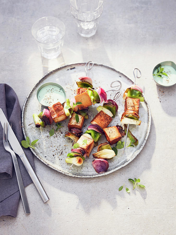 Grilled Vegetable And Tofu Skewers Photograph by Thorsten Kleine Holthaus