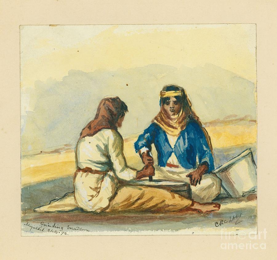 Grinding Bread Corn, 1872 Painting by Claude Conder