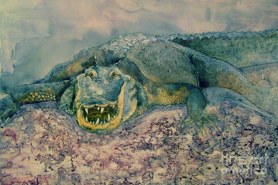 Grinning Gator Painting by Amy Stielstra