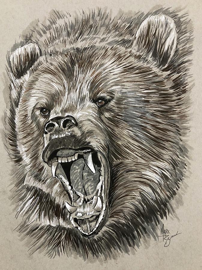 Grizzly Growl Painting by Mark Ray