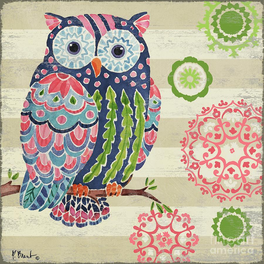 Owl Painting - Groovy Owls I by Paul Brent