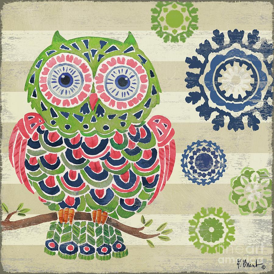 Owl Painting - Groovy Owls III by Paul Brent