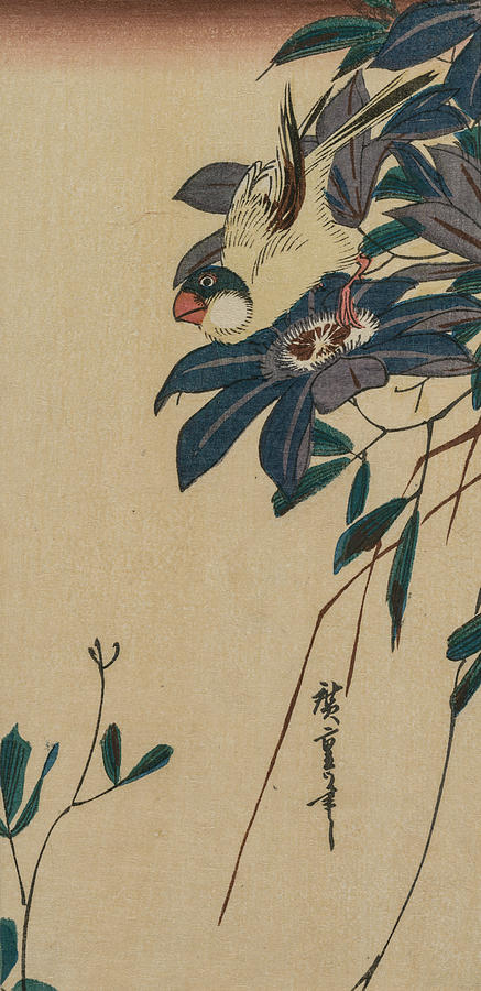 Grosbeak and Clematis Relief by Utagawa Hiroshige