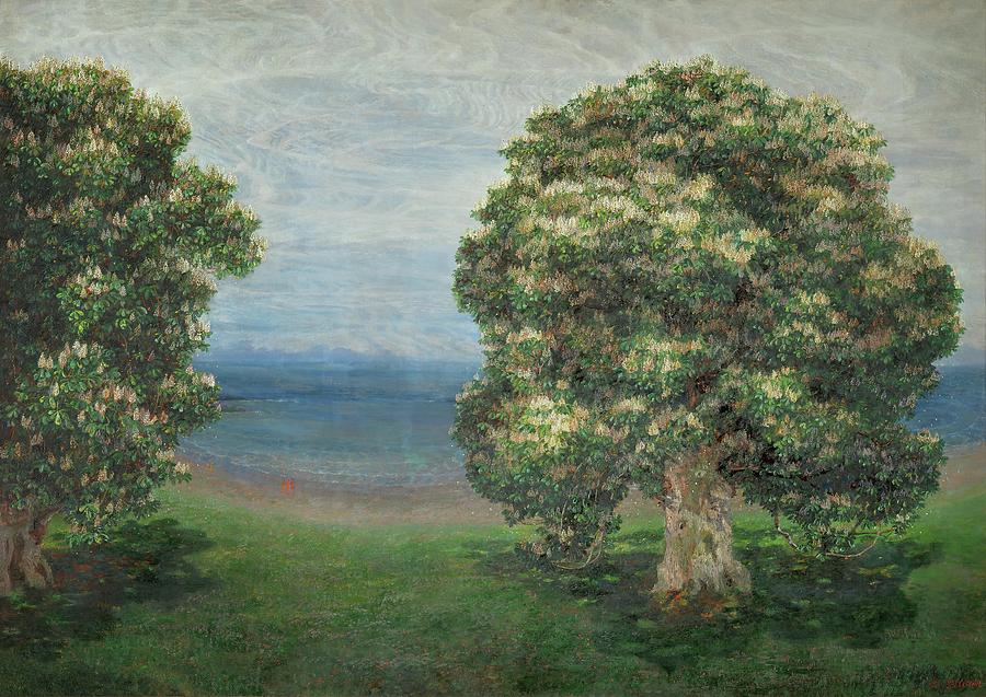 Grosses Landschaftsbild-Large landscape painting -Trees in the Prater-gardens-. Painting by Emilie Mediz-pelikan