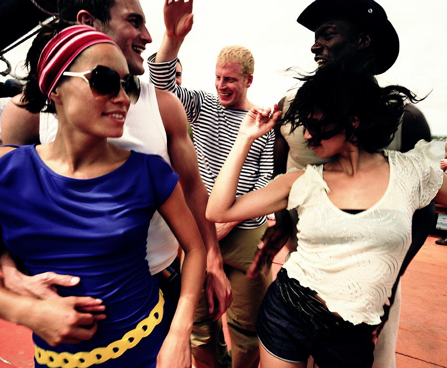 Group Of Friends Dancing On Boat Photograph by Bob Thomas Group Of Friends Dancing On Boat Photograph by Bob Thomas