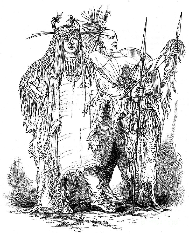 Group Of Frontier Indians, C Late 18th Drawing by Print Collector