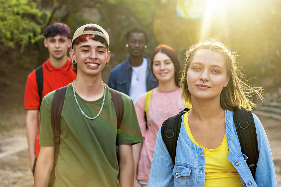 Group Of Multi Ethnic Friends Looking At The Camera And Smiling ...