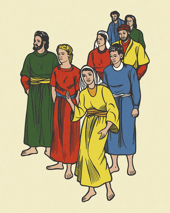 Vintage Drawing - Group of People Wearing Robes by CSA Images