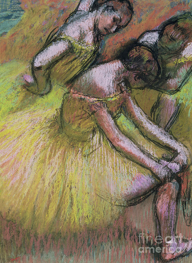 Group of Three Dancers Pastel by Edgar Degas