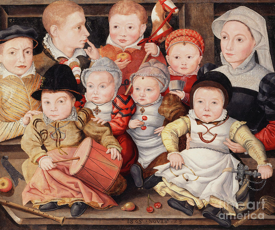 Group Portrait Of Children, 1565 Painting by Ludger Tom The Younger Ring