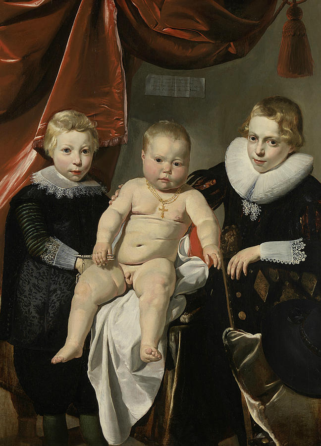 Group Portrait of Three Brothers Painting by Thomas de Keyser