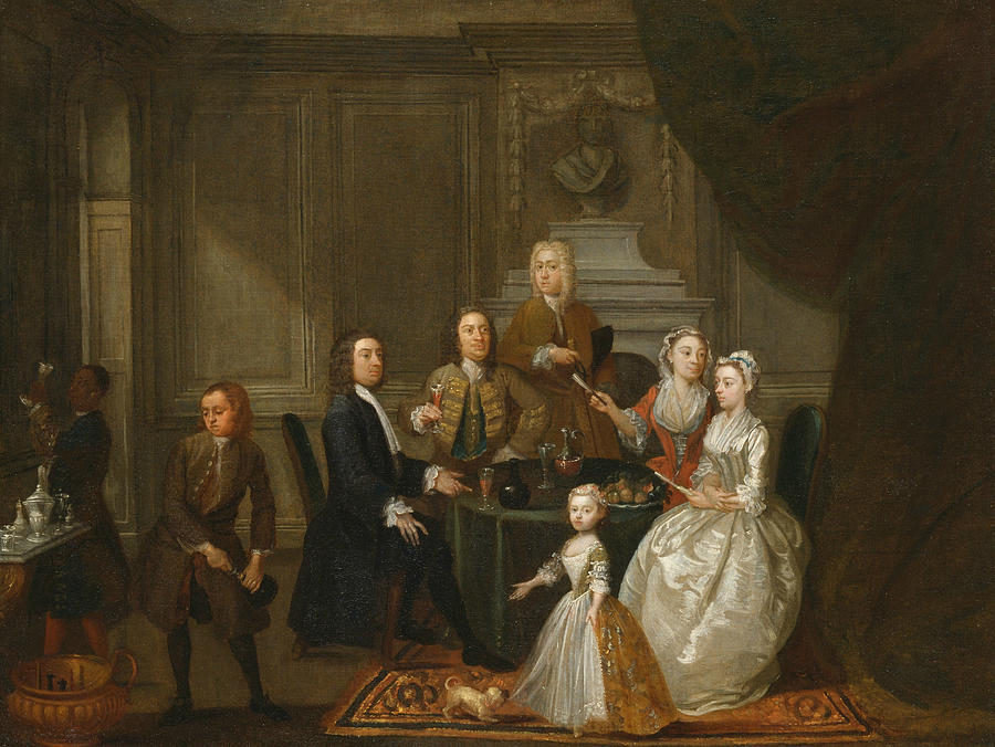 Group portrait, probably of the Raikes family Painting by Gawen Hamilton