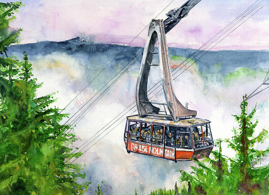 Grouse Mountain Vancouver Painting by John D Benson