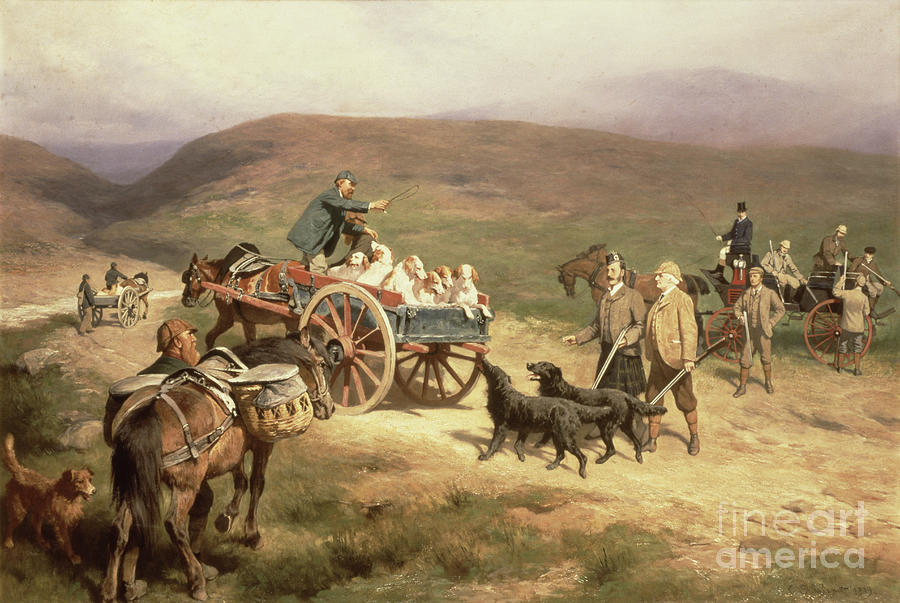 Grouse Shooting On The Glentanar Estate In Aberdeenshire, 1889 Painting by Carl Suhrlandt