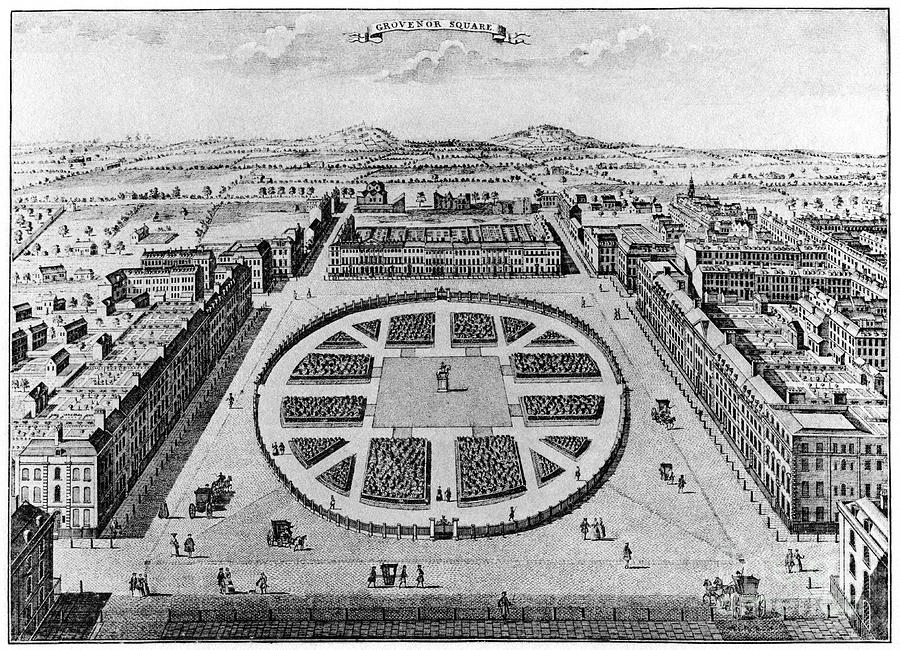 Grovenor Square, London, 18th Century Drawing by Print Collector