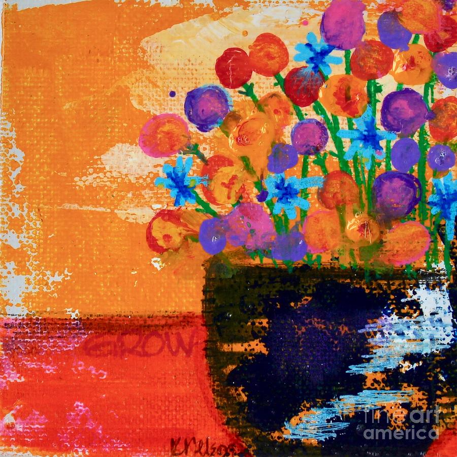 Blue Vase Painting - Grow by Kim Nelson Blue Vase Painting - Grow by Kim Nelson