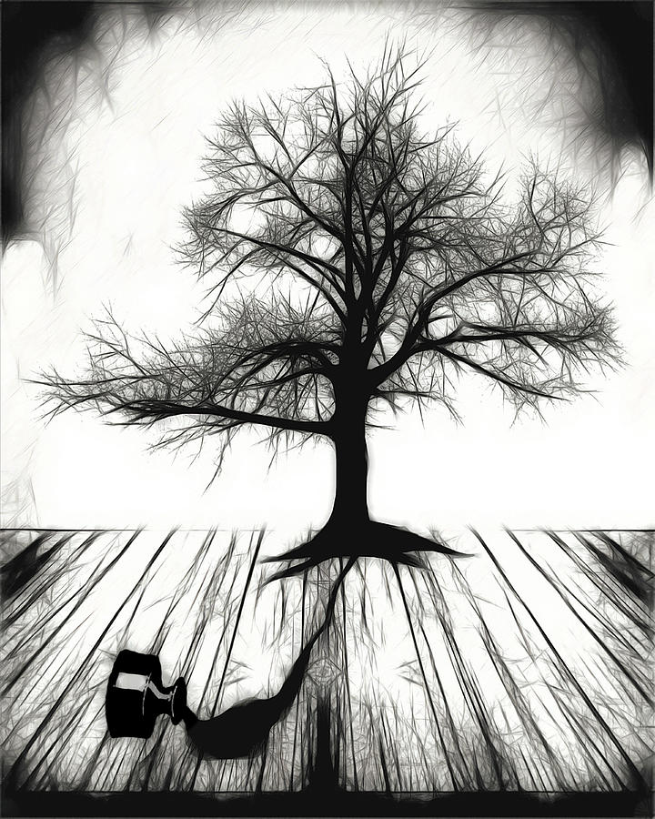 Growing an Ink Tree Digital Art by John Haldane