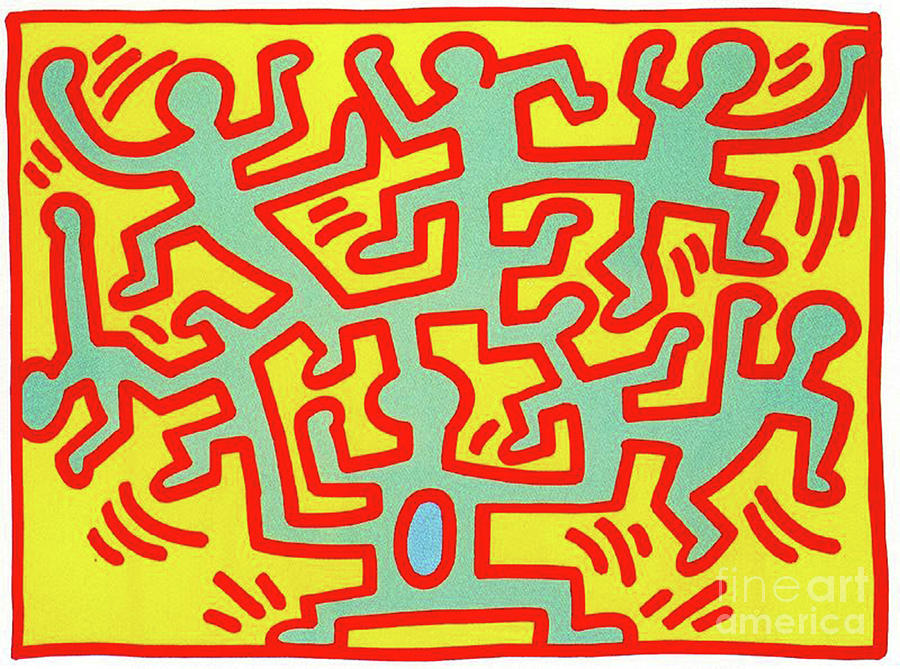 Haring Painting - Growing by Haring