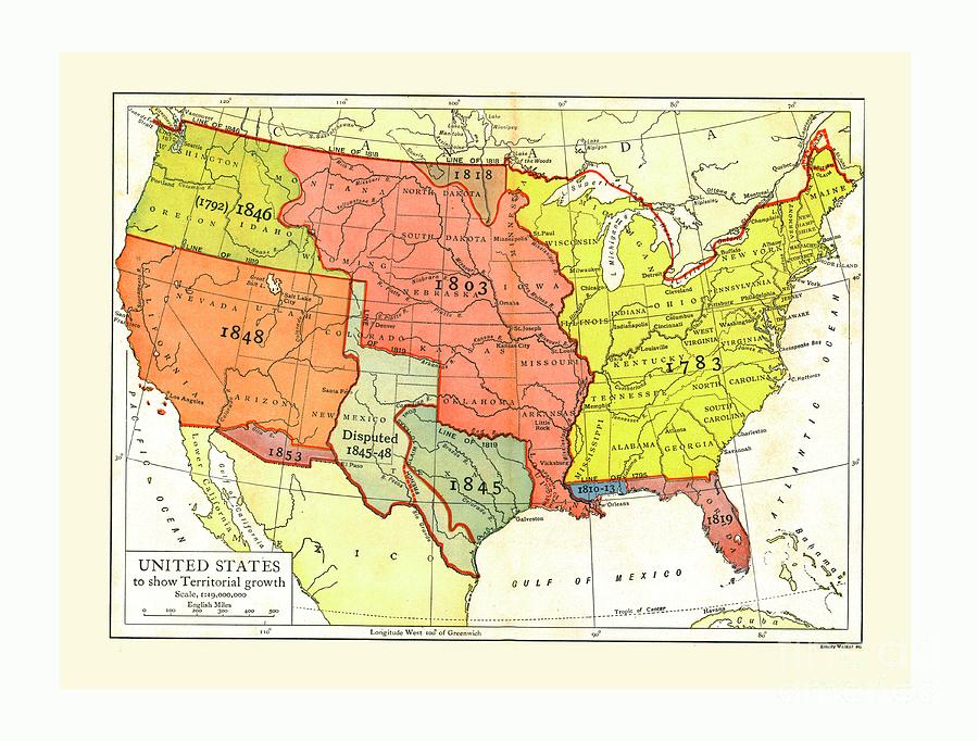 Growth Map Of United States Drawing by Print Collector