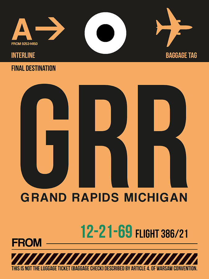 Grand Rapids Digital Art - GRR Grand Rapids Luggage Tag I by Naxart Studio